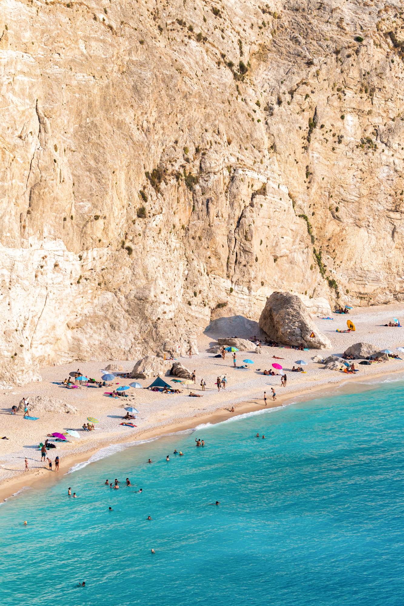 Aerial drone view of the Ionian Sea coast of Zakynthos, Greece