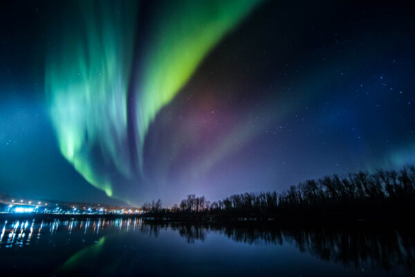 Aurora at the boat launch in fort mcmurray alberta