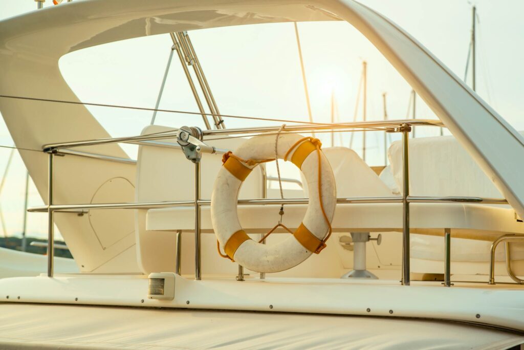 Life buoy on a yacht