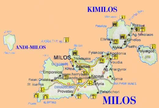 Map of Milos and Kmilos