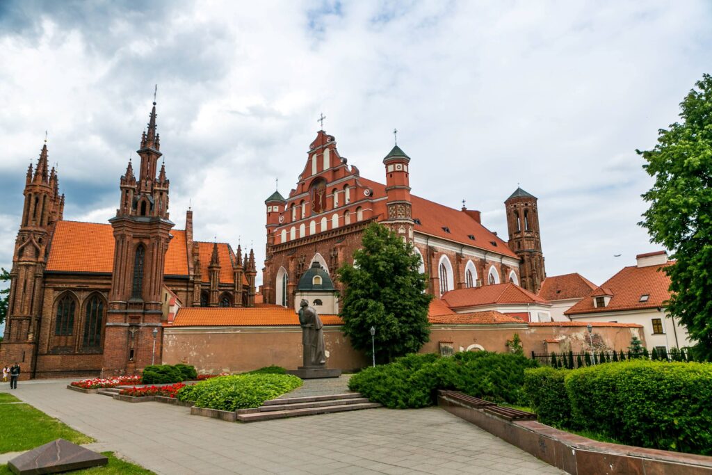 St. Annes Church shows gothic architecture in Vilnius, Lithuania