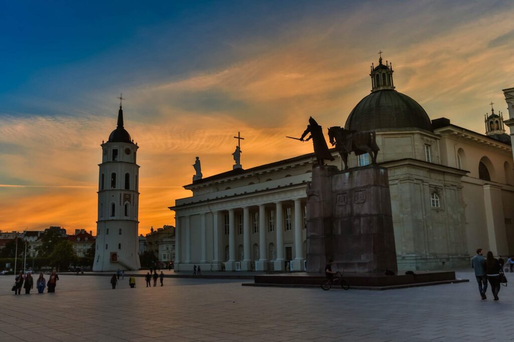 Vilnius Cathedral Square on Sunset