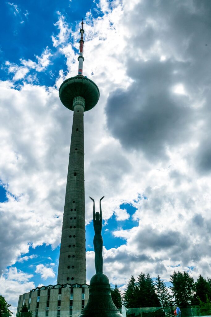 Vilnius TV Tower from Ground level looking up.